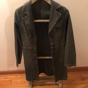 Muse brand extra long blue Jean jacket